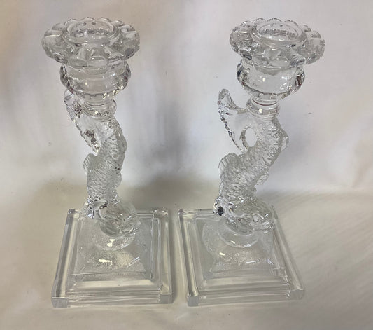 Pair of Crystal Koi Candlesticks