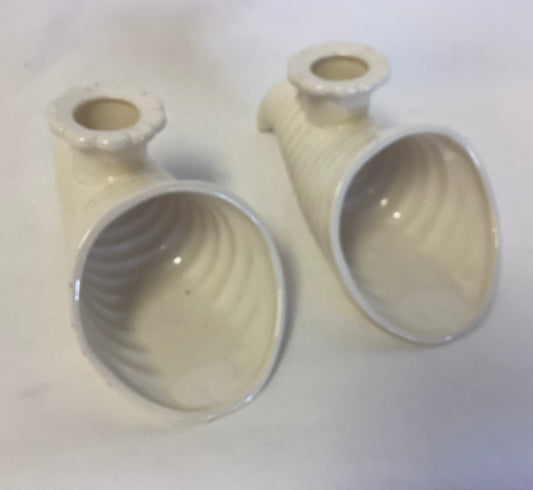 Vtg. Ceramic Cornucopia Candle Pair of Two