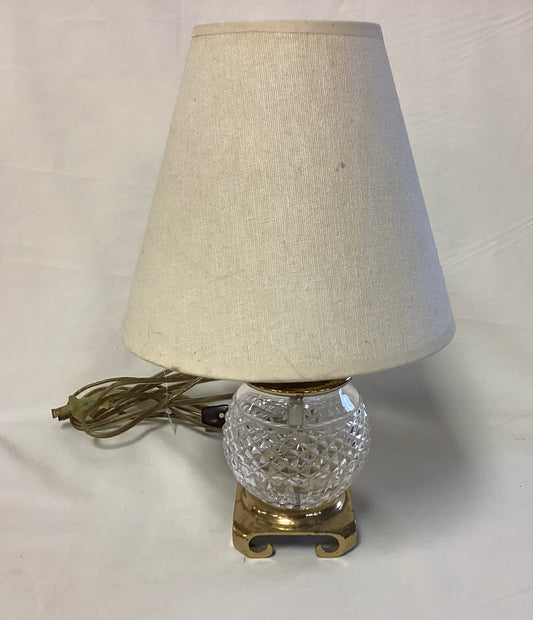 Vtg. Crescent Base Brass Lamp with Shade