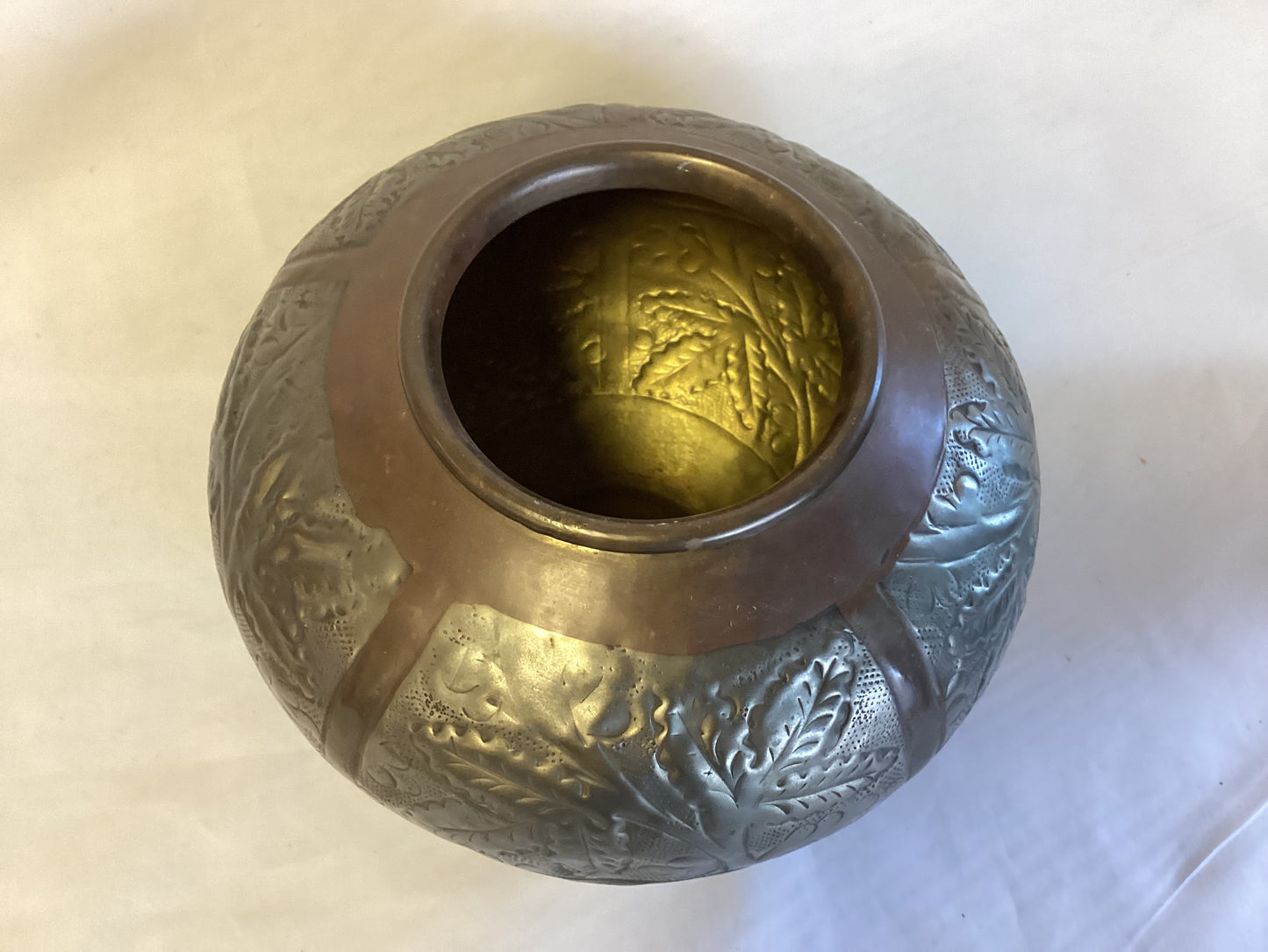 Vintage Brass Leaves Vase