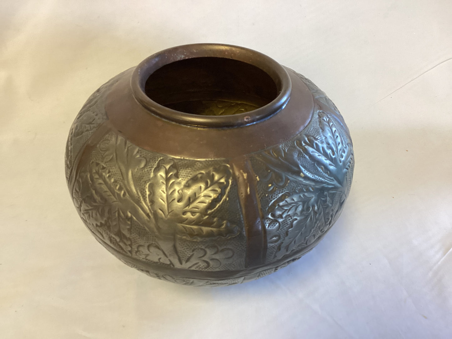 Vintage Brass Leaves Vase