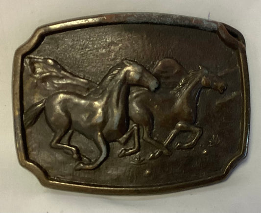 Running Horses Belt Buckle