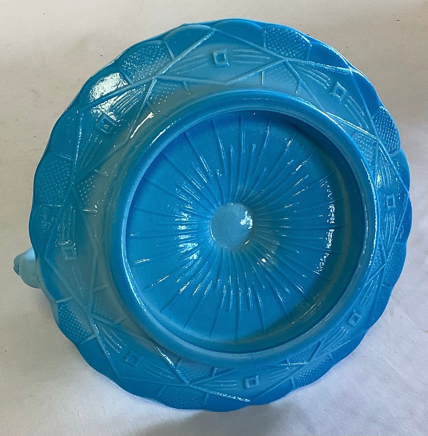 Rare Candle Holder in Blue Milk Slag Glass