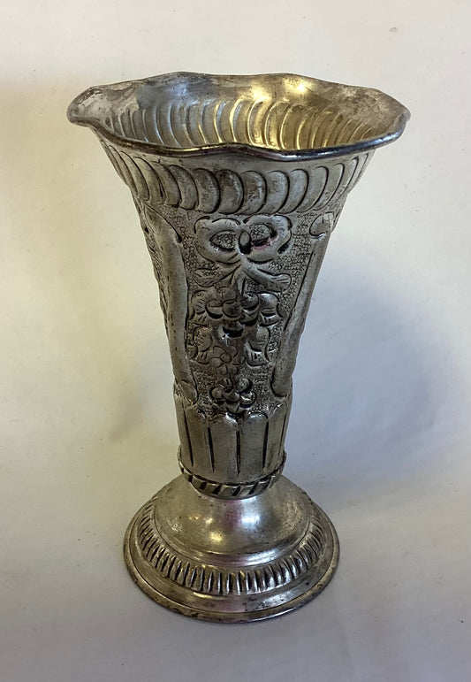 Metal Vase with Floral Design