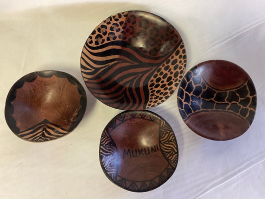 Wood African Bowls - set of 4