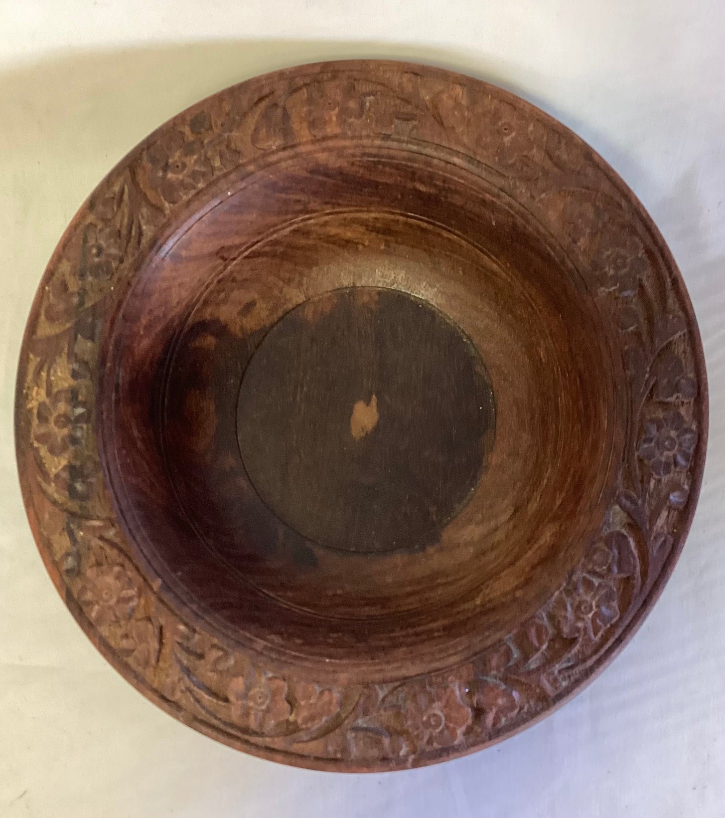 Vintage Wooden Bowl w/Carved Design