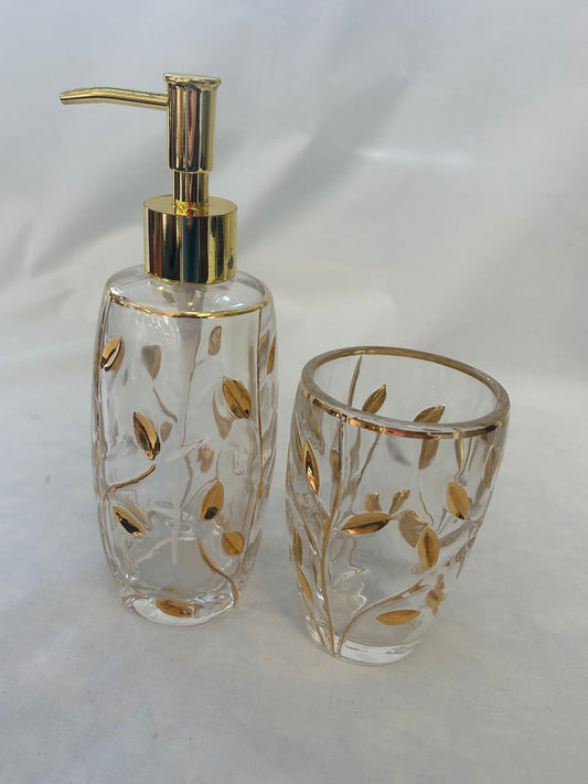 2 Piece Crystal leaves Bathroom Set