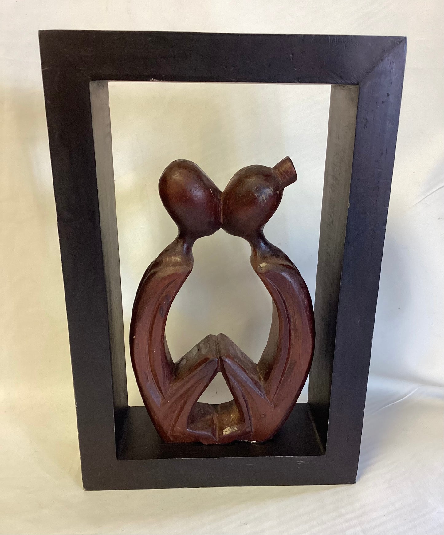 First Kiss Wood Carvingin Mother of Pearl Frame