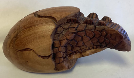 African Wooden Dinosaur Hatching From An Egg