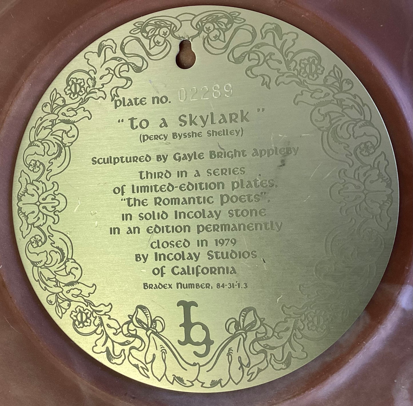 “To A Skylark” Sculptured Plate