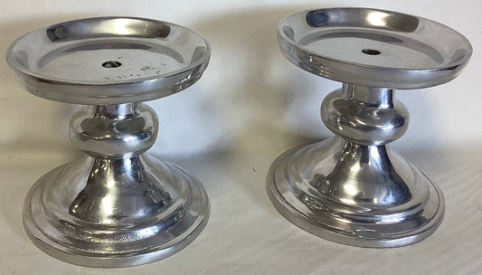 Set ofSilver Pillar Candle Holders