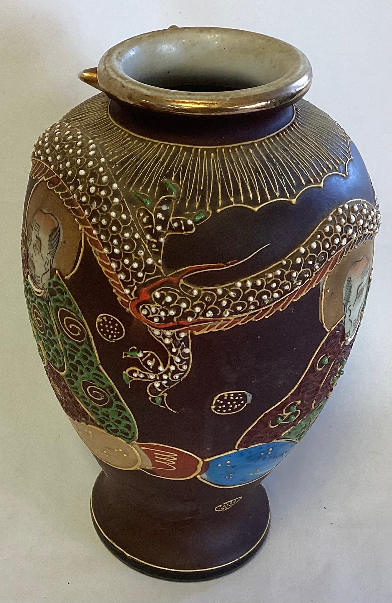 24K Handpainted Vintage Dragon Vase