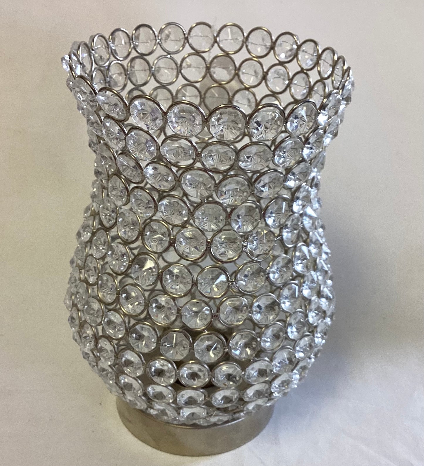 Crystal Beaded Hurricane Style Candle Holder / Vase