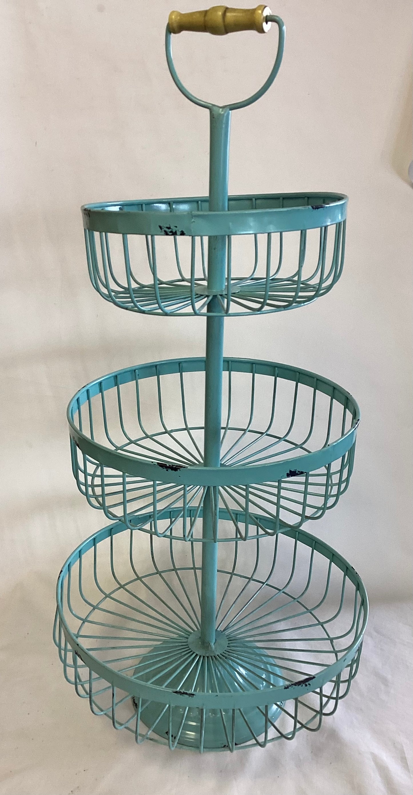 3 Tier Teal Metal Basket